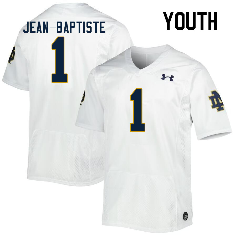 Youth #1 Javontae Jean-Baptiste Notre Dame Fighting Irish College Football Jerseys Stitched-White - Click Image to Close